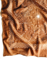 100% Silk Bandana Scarf - Tropical Palms Amber