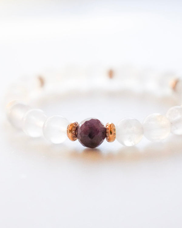 Ruby · Rainbow Moonstone Crystal Bracelet - Divine Connection