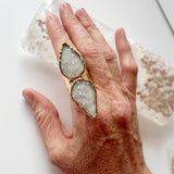 White Druzy Angel Wing Ring