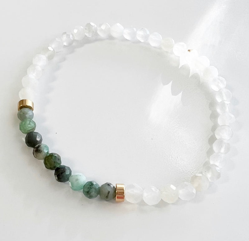 Moonstone + Emerald Crystal Bracelet - Aligned Abundance