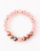 Pink Rose Quartz and Botswana Agate Authentic Crystal Beads Luxury Bracelet
