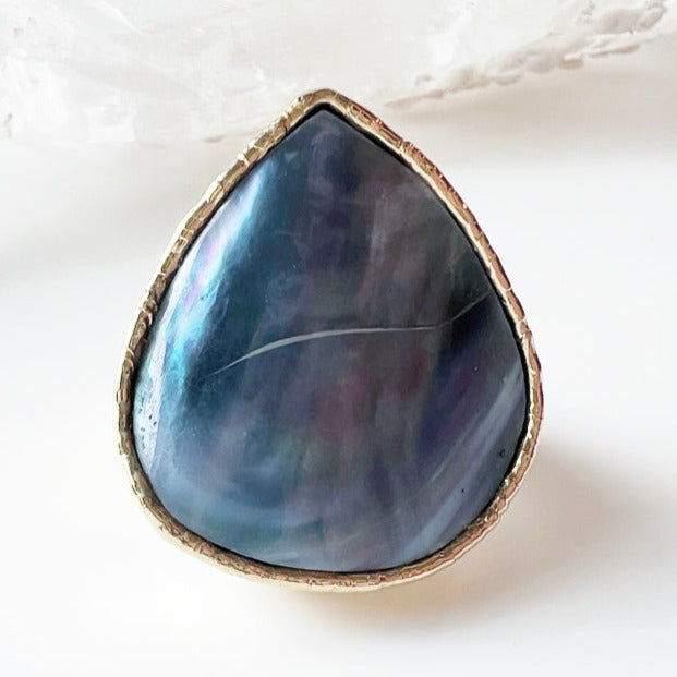 The Mermaid Ring (Blue Mussel Shell) + 24K Gold Dipped