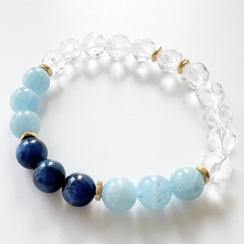 Clear Quartz · Blue Kyanite · Aquamarine Crystal Bracelet - Be Still