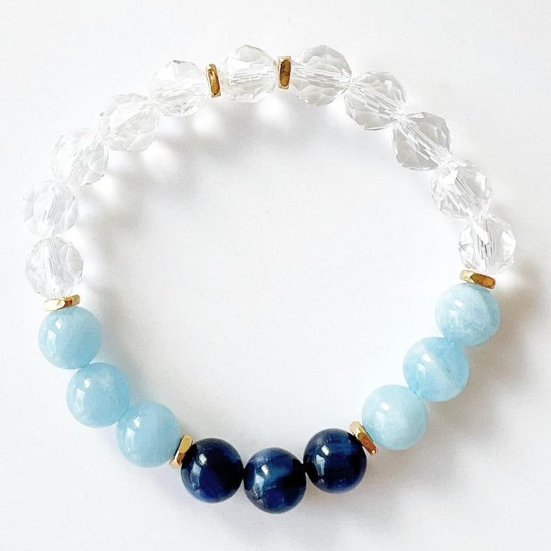 Clear Quartz · Blue Kyanite · Aquamarine Crystal Bracelet - Be Still