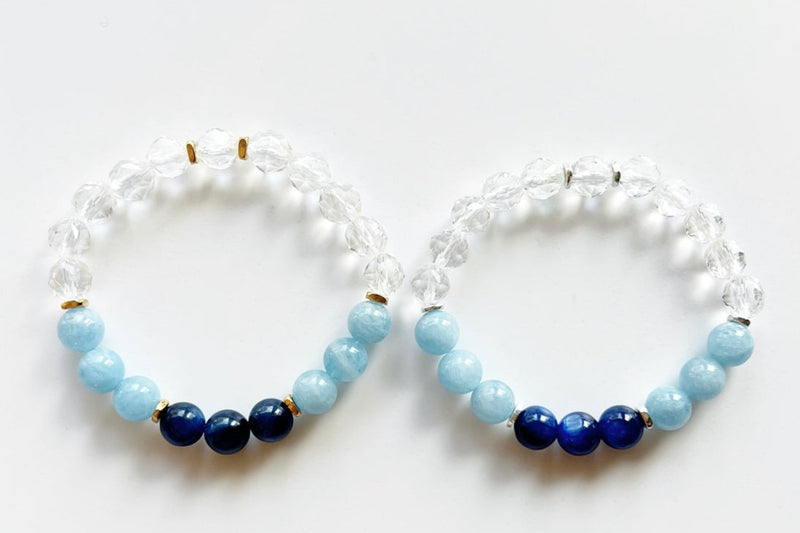 Clear Quartz · Blue Kyanite · Aquamarine Crystal Bracelet - Be Still