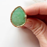 Chrysoprase Teardrop 24K Gold Dipped Ring