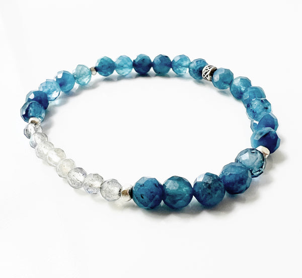  Aquamarine + Labradorite Crystal Bracelet - Calm Waters