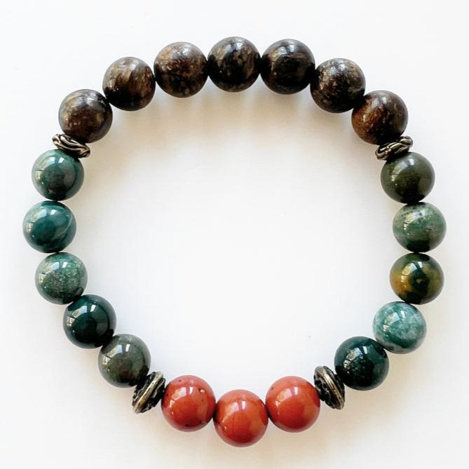 Red Jasper + Bloodstone + Bronzite Crystal Bracelet - Create