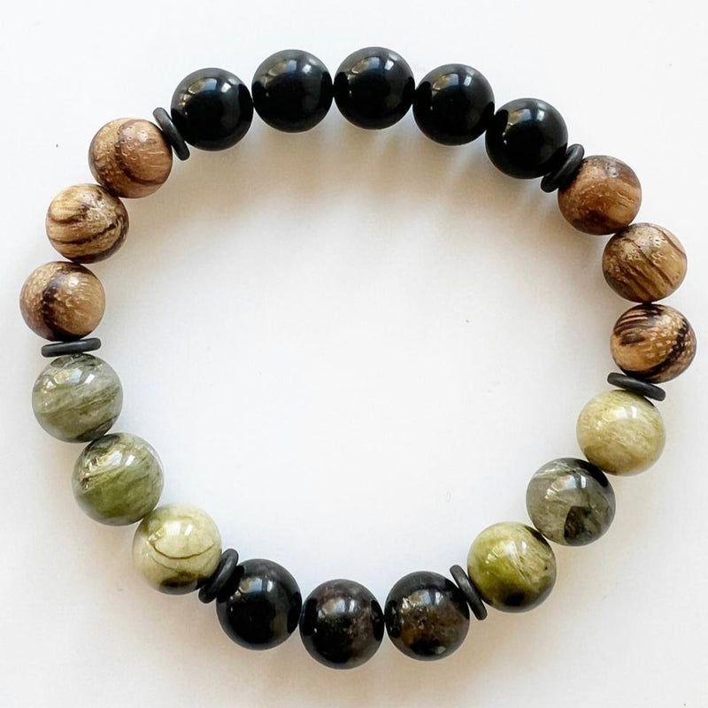 Arfvedsonite · Tourmaline · Shungite Crystal Bracelet - Discovery