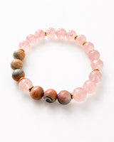 Pink Rose Quartz and Botswana Agate Authentic Crystal Beads Luxury Bracelet