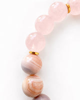 Pink Rose Quartz and Botswana Agate Authentic Crystal Beads Luxury Bracelet