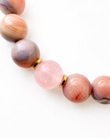 Pink Rose Quartz and Botswana Agate Authentic Crystal Beads Luxury Bracelet