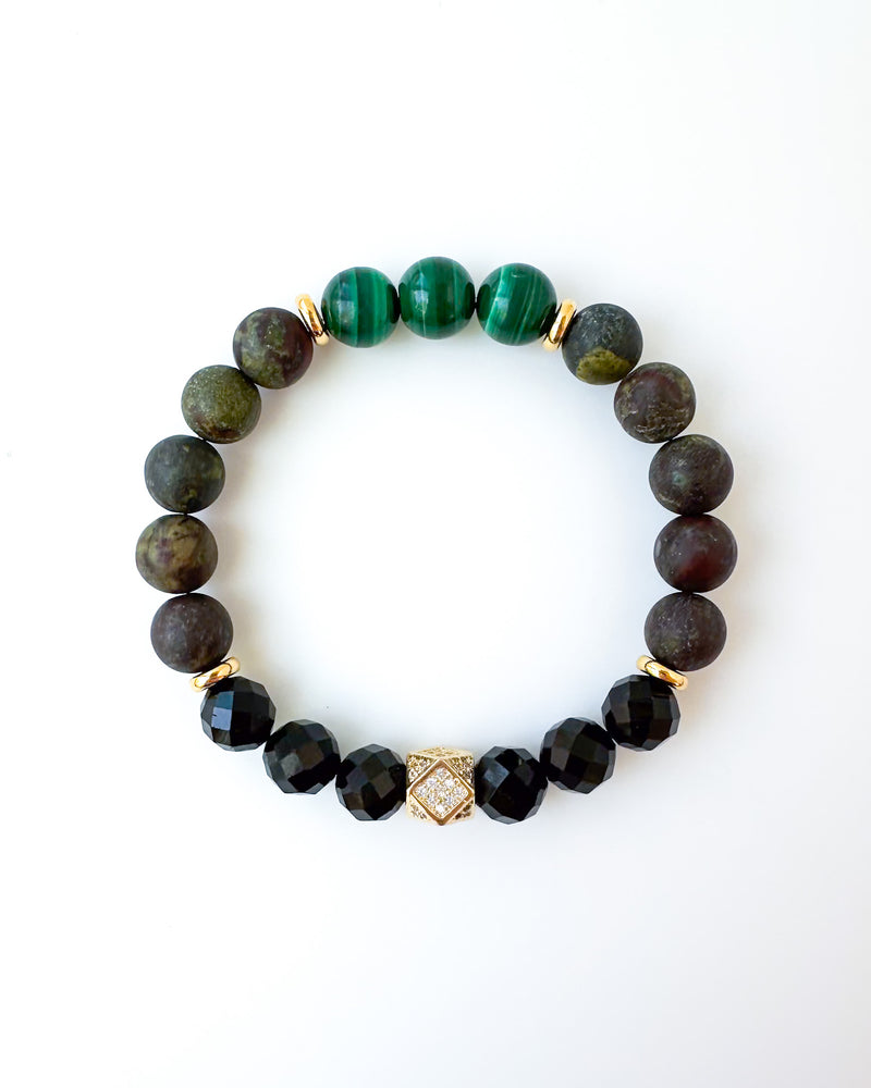 Malachite · Dragon Bloodstone · Black Tourmaline - Crystal Bracelet