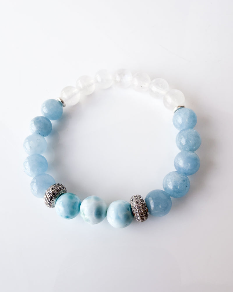 Larimar · Aquamarine · Rainbow Moonstone Crystal Bracelet - Elevate
