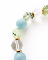 Luxury Crystal Bracelet with Aquamarine Prehnite and Topaz to help you Elevate your Self Esteem 