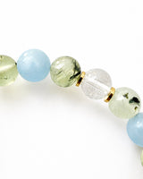 Luxury Crystal Bracelet with Aquamarine Prehnite and Topaz to help you Elevate your Self Esteem 