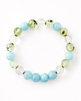 Luxury Crystal Bracelet with Aquamarine Prehnite and Topaz to help you Elevate your Self Esteem 