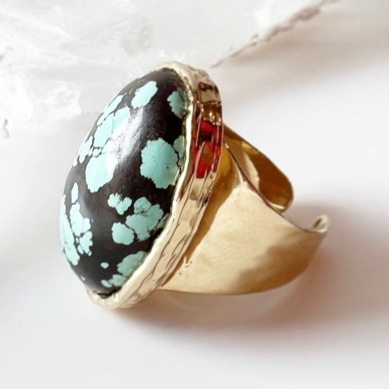 Hubei Turquoise 24K Gold Dipped Ring