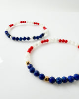 Mother of Pearl · Red Coral · Lapis Lazuli Crystal Bracelet - America 250