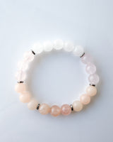 Peach Morganite · Peach Chalcedony · Rose Quartz · White Jade Crystal Bracelet - Peachy Love