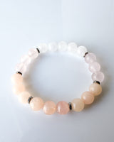 Peach Morganite · Peach Chalcedony · Rose Quartz · White Jade Crystal Bracelet - Peachy Love