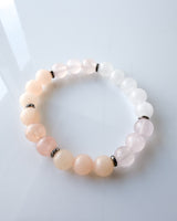Peach Morganite · Peach Chalcedony · Rose Quartz · White Jade Crystal Bracelet - Peachy Love