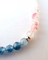 Aquamarine · Apache Tear Obsidian · Rhodonite in Quartz Crystal Bracelet - Trauma Support