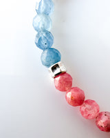 Aquamarine · Apache Tear Obsidian · Rhodonite in Quartz Crystal Bracelet - Trauma Support