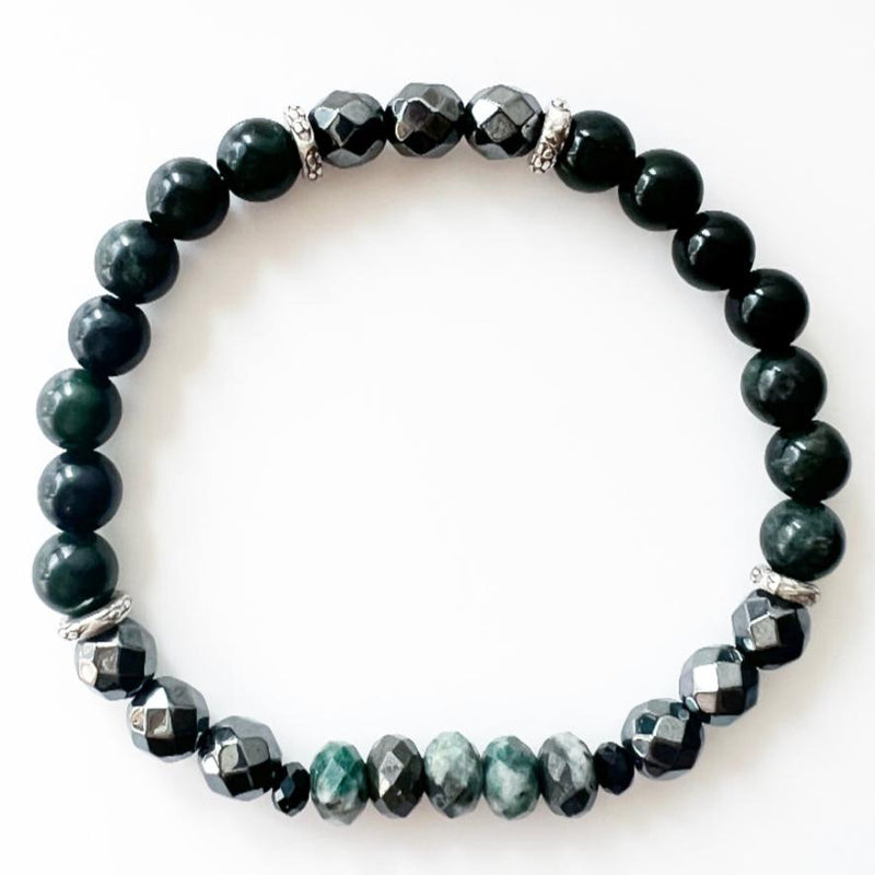 Jade · Tourmaline · Hematite Crystal Bracelet - Lucky + Wealthy