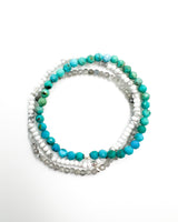 Turquoise · Zircon · Howlite Crystal Bracelets -Divine Clarity Trio

