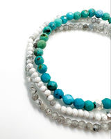 Turquoise · Zircon · Howlite Crystal Bracelets -Divine Clarity Trio

