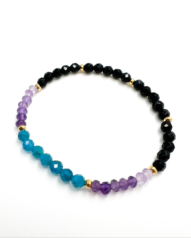 Blue Apatite · Amethyst · Black Onyx Crystal Bracelet - Elevated Health