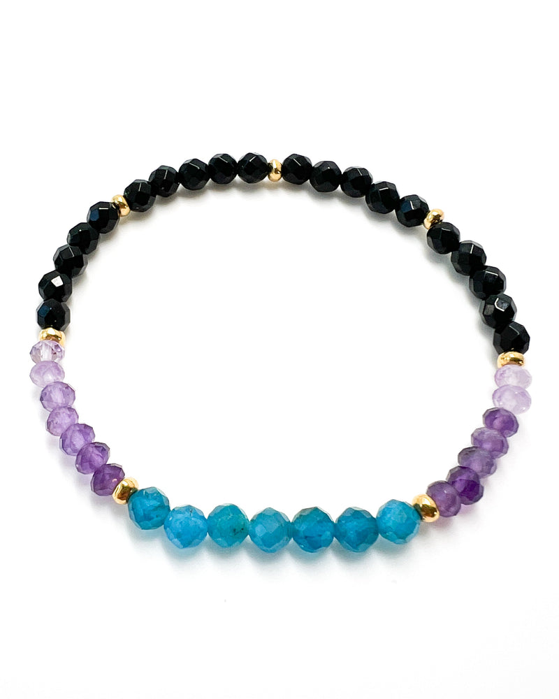 Blue Apatite · Amethyst · Black Onyx Crystal Bracelet - Elevated Health