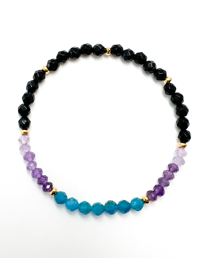 Blue Apatite · Amethyst · Black Onyx Crystal Bracelet - Elevated Health