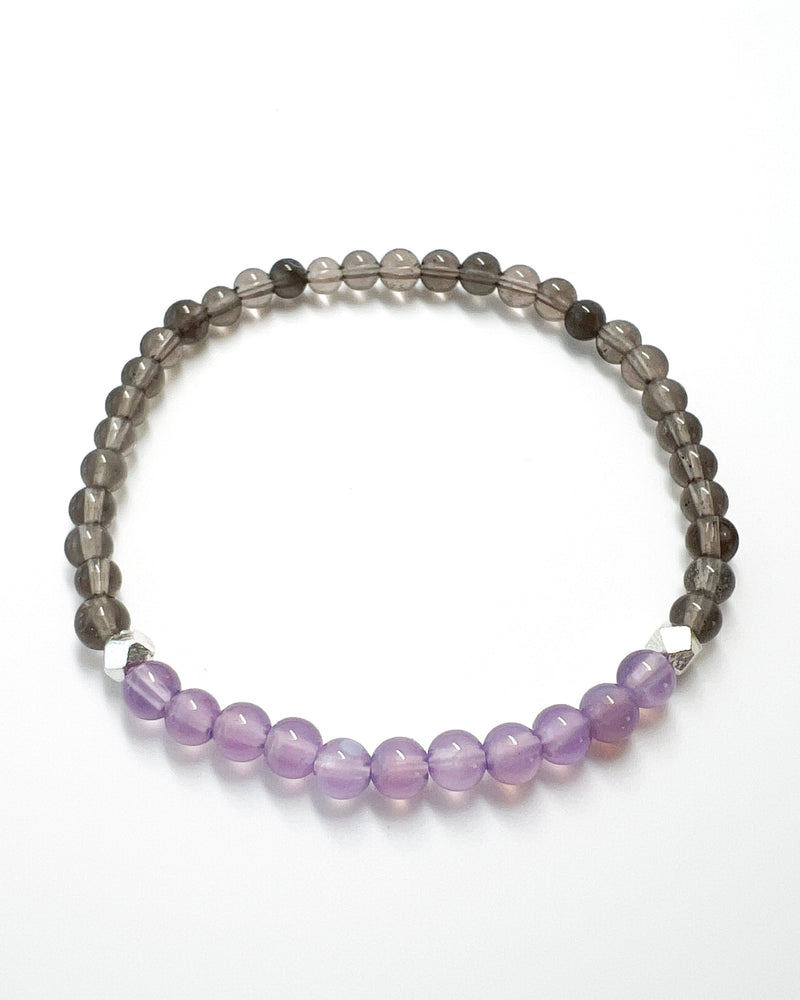 Purple Chalcedony · Tibetan Tektite Crystal Bracelet -Quantum Echoes
