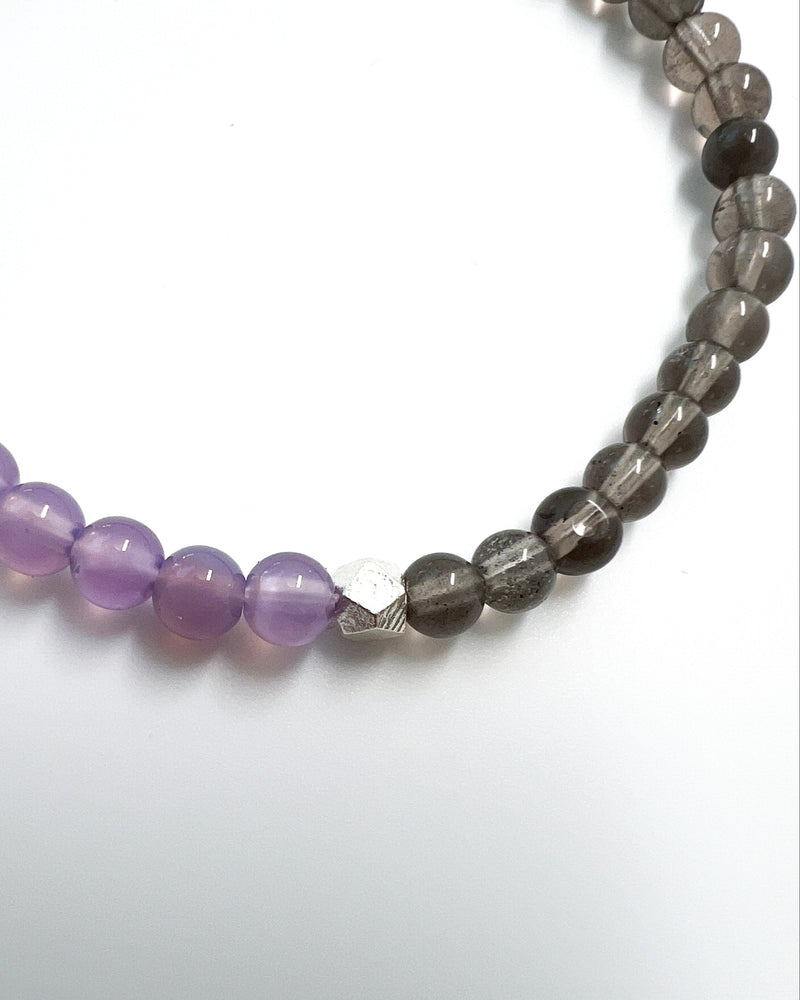 Purple Chalcedony · Tibetan Tektite Crystal Bracelet -Quantum Echoes