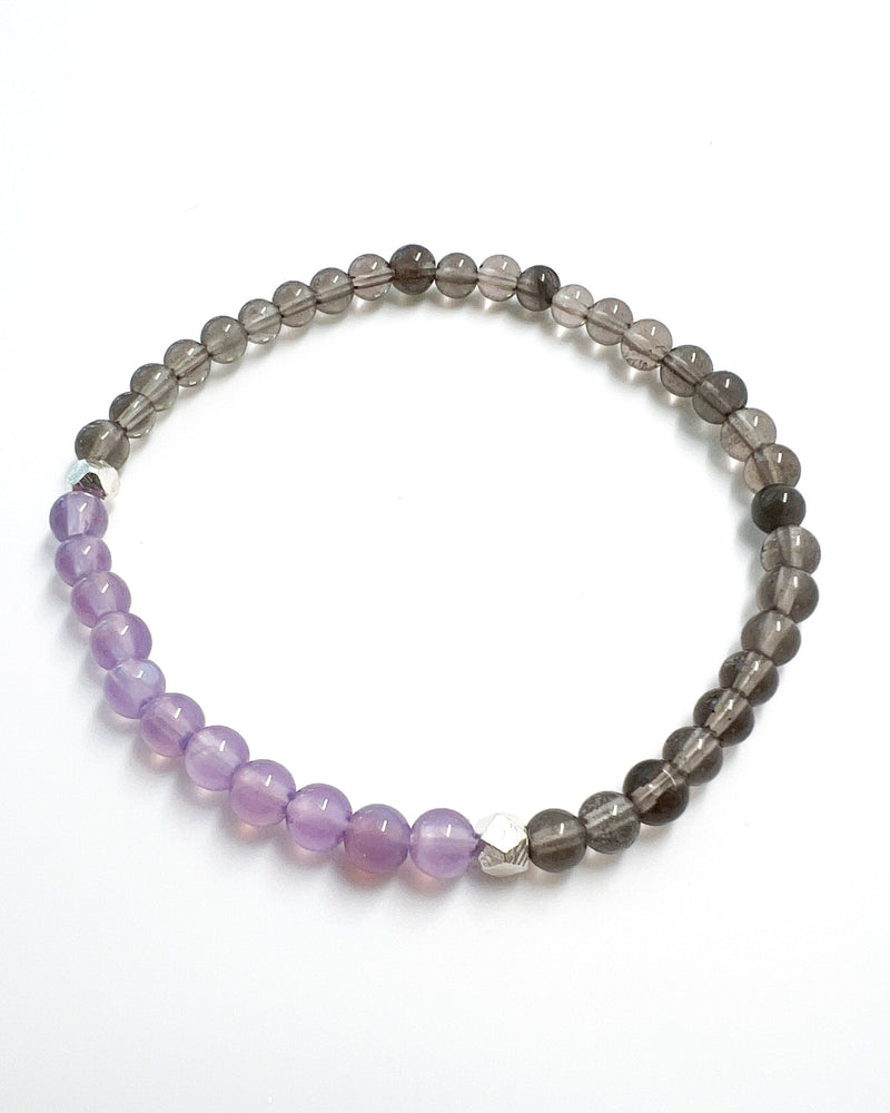 Purple Chalcedony · Tibetan Tektite Crystal Bracelet -Quantum Echoes