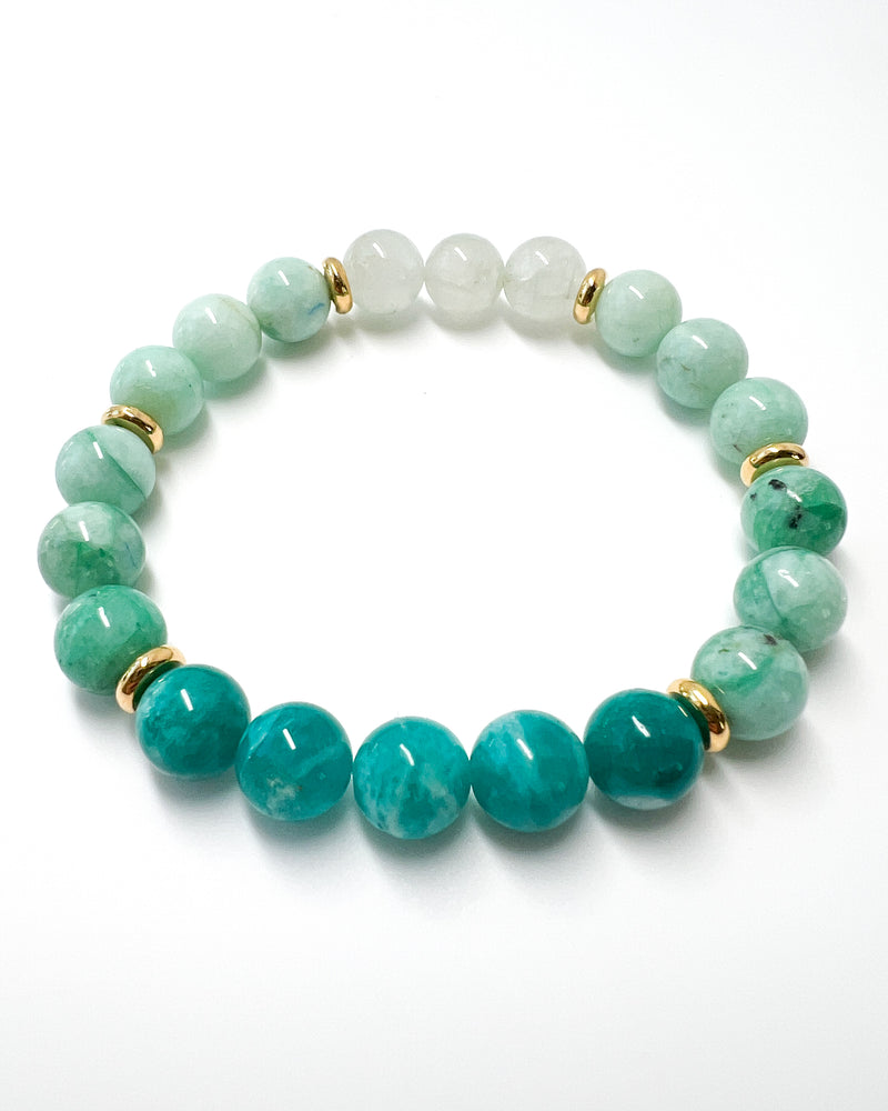Amazonite · Chrysoprase in Quartz Crystal Bracelet - Fresh Glow
