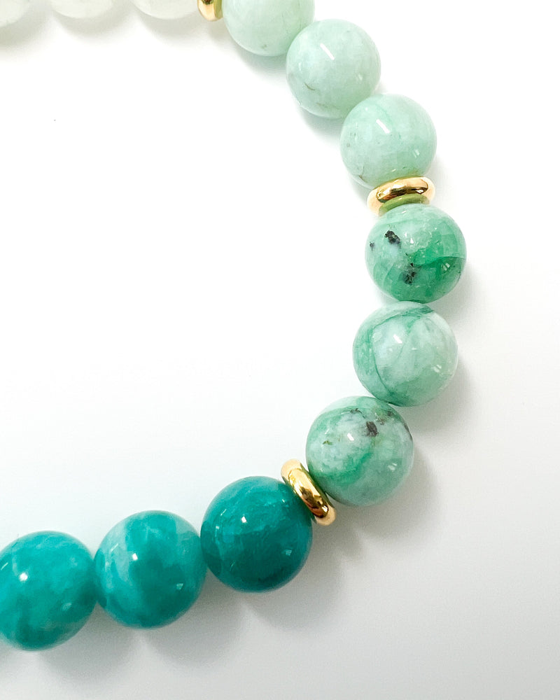 Amazonite · Chrysoprase in Quartz Crystal Bracelet - Fresh Glow