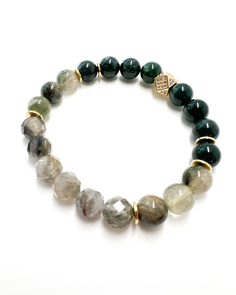 Silver Quartz · Green Phantom Quartz · Burma Jade Crystal Bracelet - Stellar Health