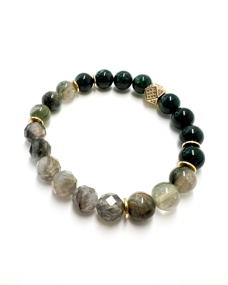 Silver Quartz · Green Phantom Quartz · Burma Jade Crystal Bracelet - Stellar Health

