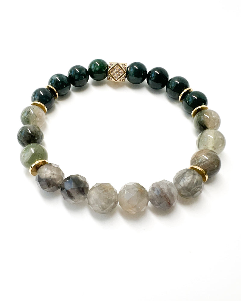 Silver Quartz · Green Phantom Quartz · Burma Jade Crystal Bracelet - Stellar Health
