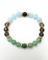 Jade + Aventurine + Quartz + Aquamarine + Tourmaline Crystal Bracelet - The Lucky Traveler