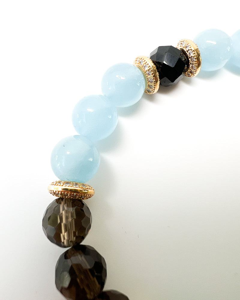 Jade + Aventurine + Quartz + Aquamarine + Tourmaline Crystal Bracelet - The Lucky Traveler
