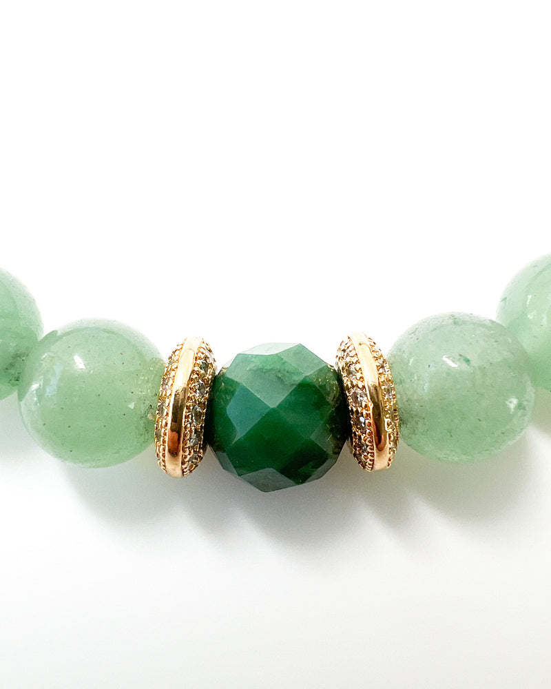 Jade + Aventurine + Quartz + Aquamarine + Tourmaline Crystal Bracelet - The Lucky Traveler