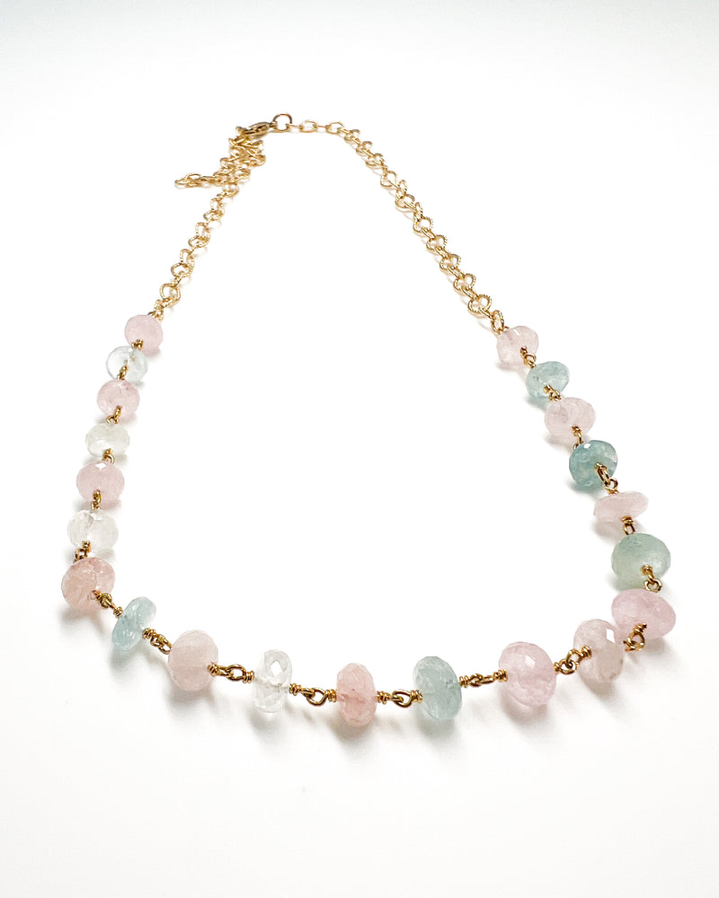 Aquamarine + Morganite Necklace