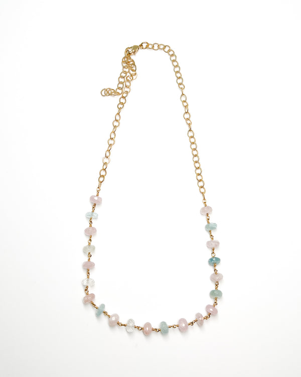 Aquamarine + Morganite Necklace
