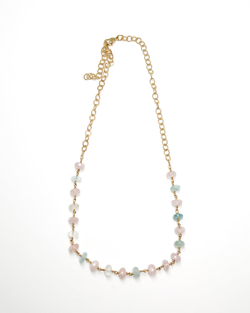 Aquamarine + Morganite Necklace