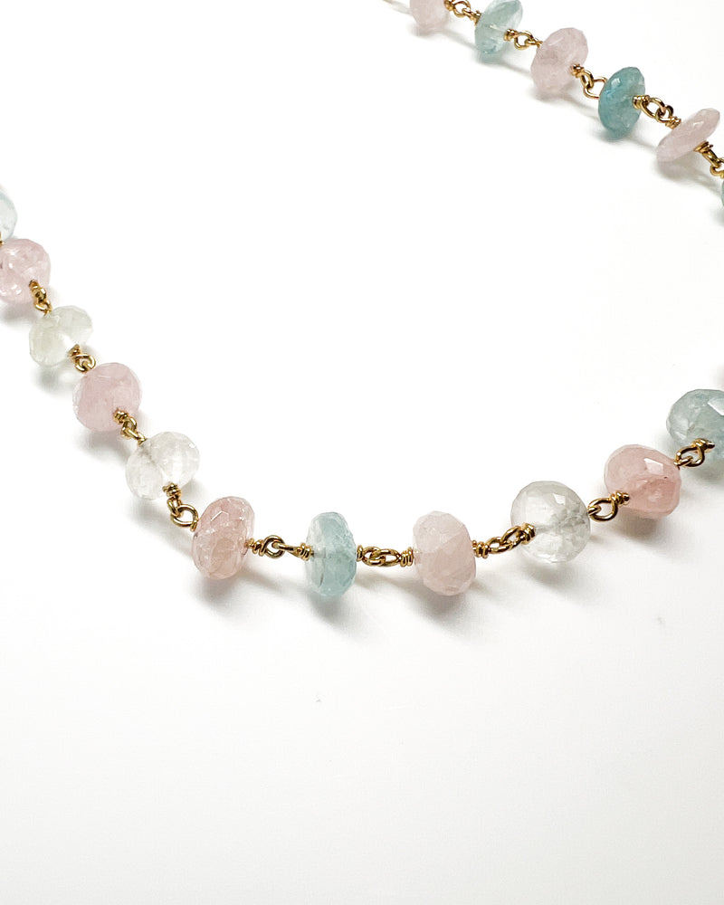 Aquamarine + Morganite Necklace