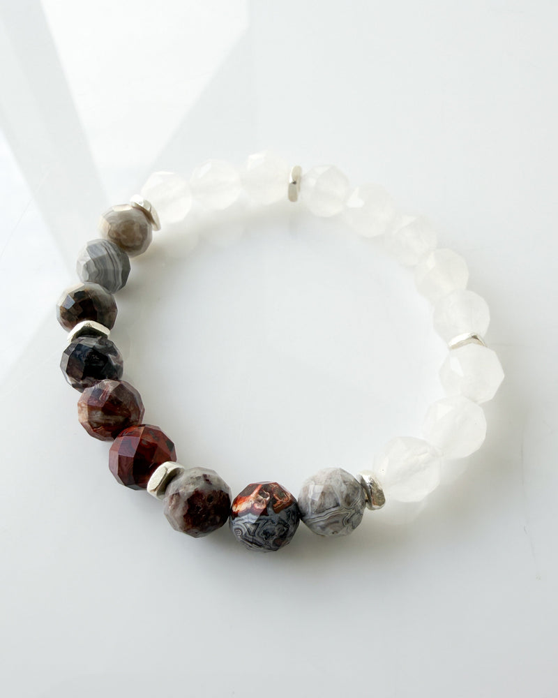 Crazy Lace Agate · White Jade Crystal Bracelet - Create